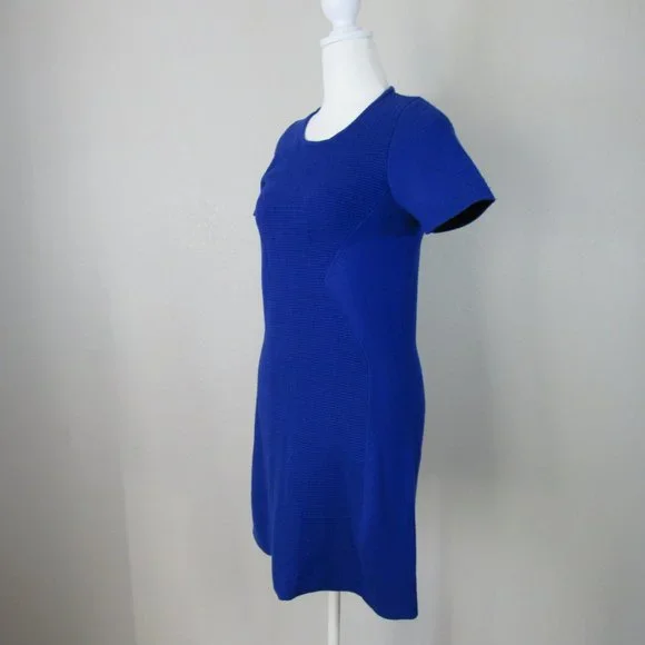 M. Patmos Cobalt Blue Knit Wool Stretch Pullover Dress - Picture 12 of 14